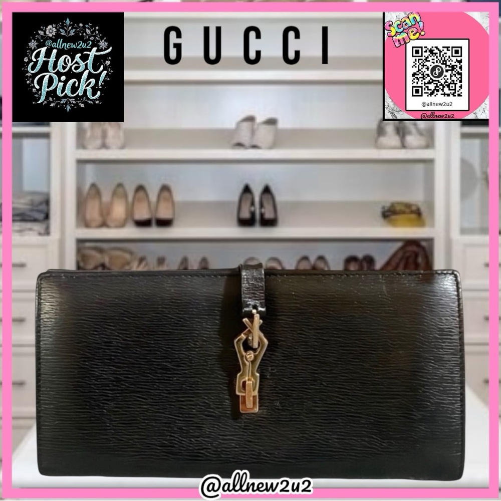 Gucci Limited Edition Horsebit Clasp Black Bifold Long Wallet